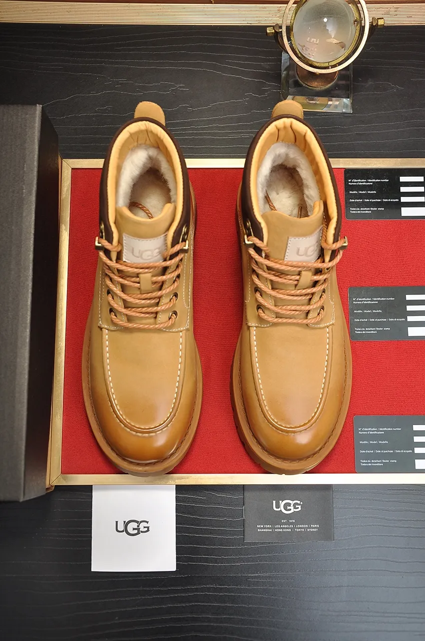 Men's shoes 💰640💶 [UGG] (full wool lining) top-end high-quality fur-in-one warm snow boots from Australia's warm luxury brand men's shoes, UGG-5877 official website synchronized, made of imported cowhide, carefully sewn...Imported rubber foam outsole (comfortable, soft, wear-resistant) The quality is really great...Exquisite workmanship, you can't put it down at first sight, available in sizes 39-44